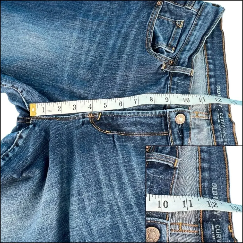 Old Navy Curvy Profile Bootcut Mid Rise Jeans Size 12 Short Blue Denim